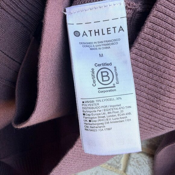 Athleta Long Sleeve Zip Up Round Neck Cardigan Sweater Mauve Pink Women's Size M - Picture 4 of 9